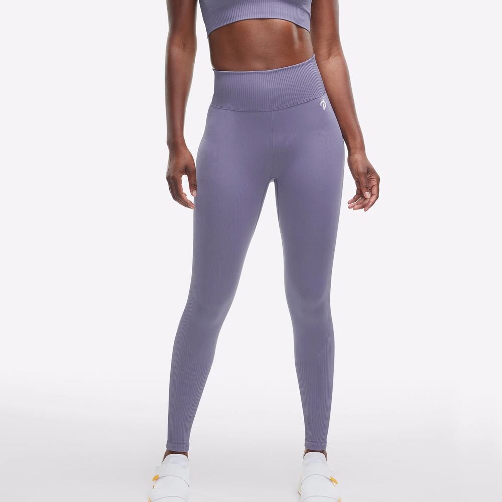 PELOTON Ribbed Seamless High Rise Leggings Purple Ash Medium Large
